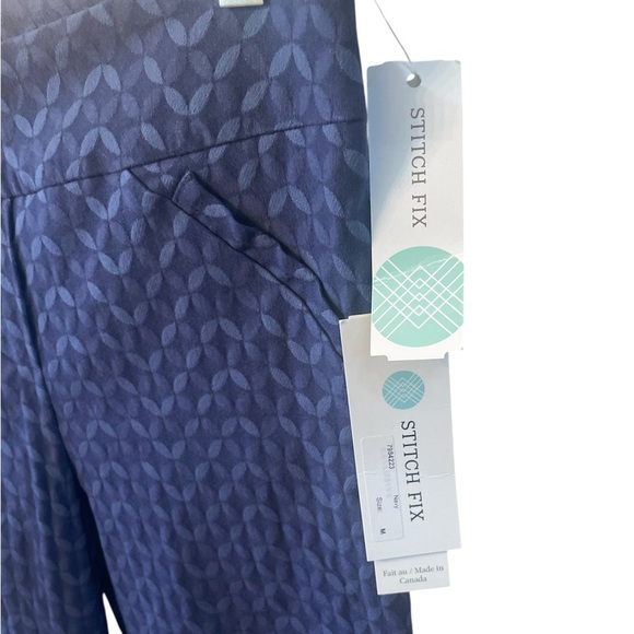 NWT Stitch Fix x Margaret M Slimming Pants Bobbi Blue Capri Jacquard Pants Med - Picture 3 of 5